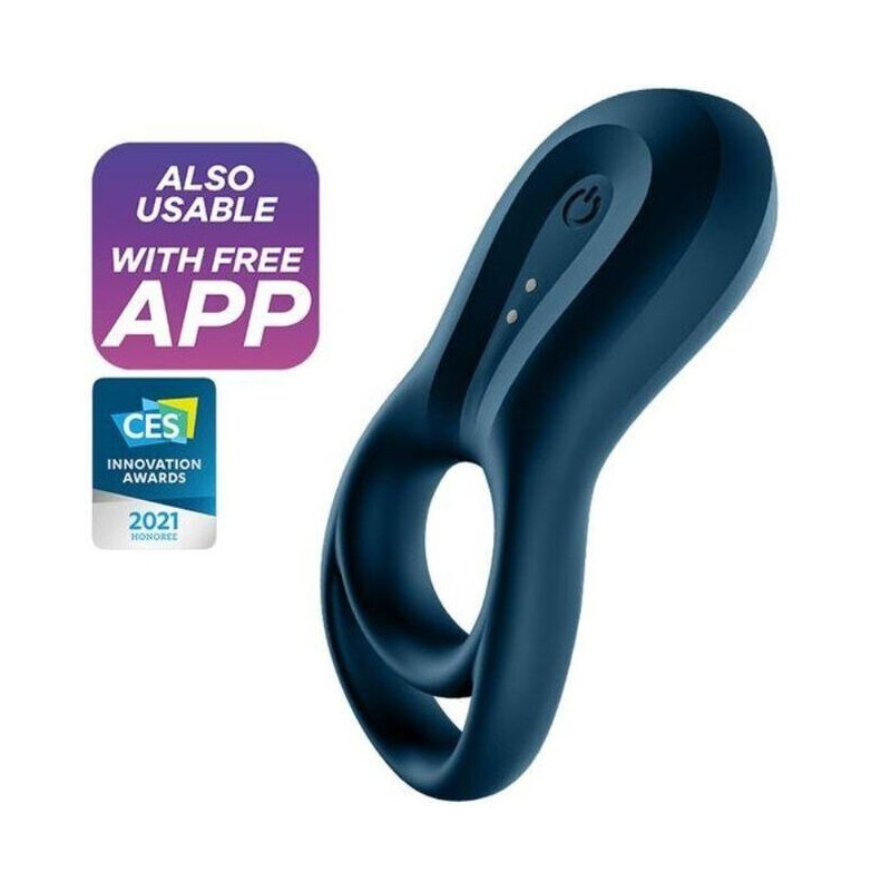 SATISFYER - APPLICATION EPIC DUO RING VIBRATOR BLEU
