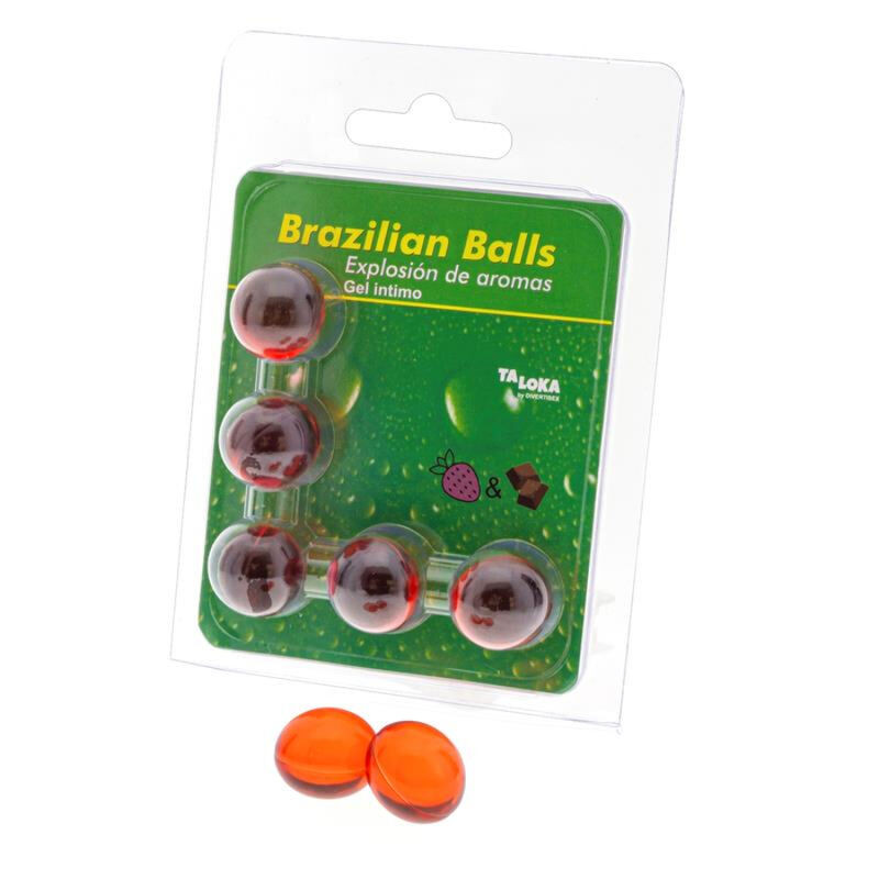 TALOKA - 5 BOULES BRÉSILIENNES GEL INTIME FRAISE  CHOCOLAT