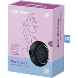 SATISFYER - STIMULATEUR ET VIBRATEUR DOUBLE AIR PULSE PRO TO GO 3 BLEU