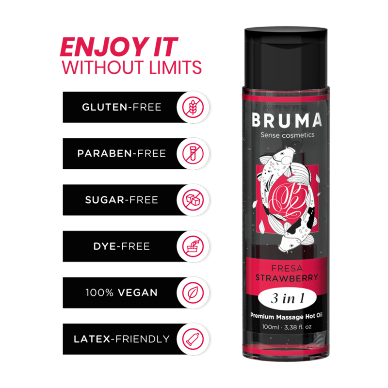 Bruma – Huile de massage 3-en-1 effet chaleur Fraise 100 ml